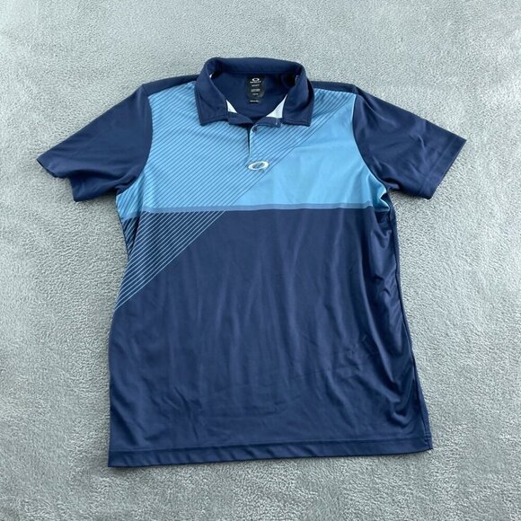 Oakley Mens Regular Fit Polo Shirt Navy & Light Blue With Striped Design 3093 - Picture 1 of 7